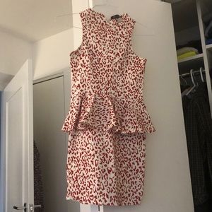 Red and white peplum dress